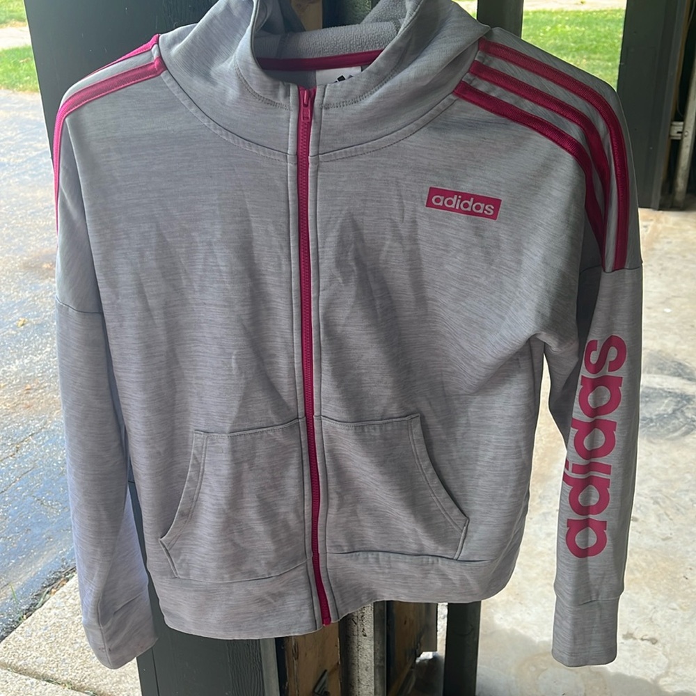 Pink and grey adidas jacket